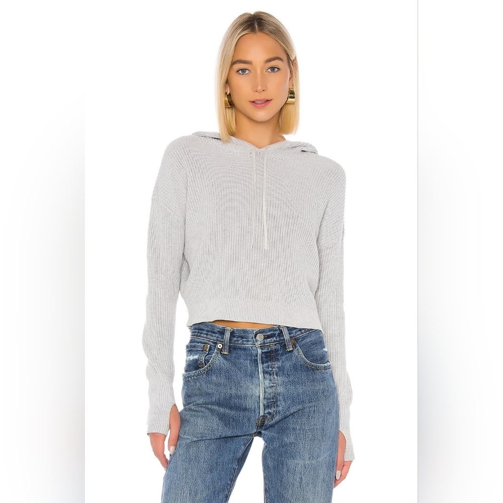 Lovers+Friends Griffith Knit Hoodie in Grey Size Small